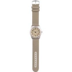 Orologio analogico personalizzabile in metallo e nylon beige personalizzato D10019BE