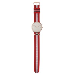 Orologio analogico personalizzabile in metallo e nylon rosso/bianco personalizzato D10016R/B