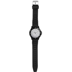 Orologio analogico personalizzabile in plastica e silicone nero personalizzato D10082N