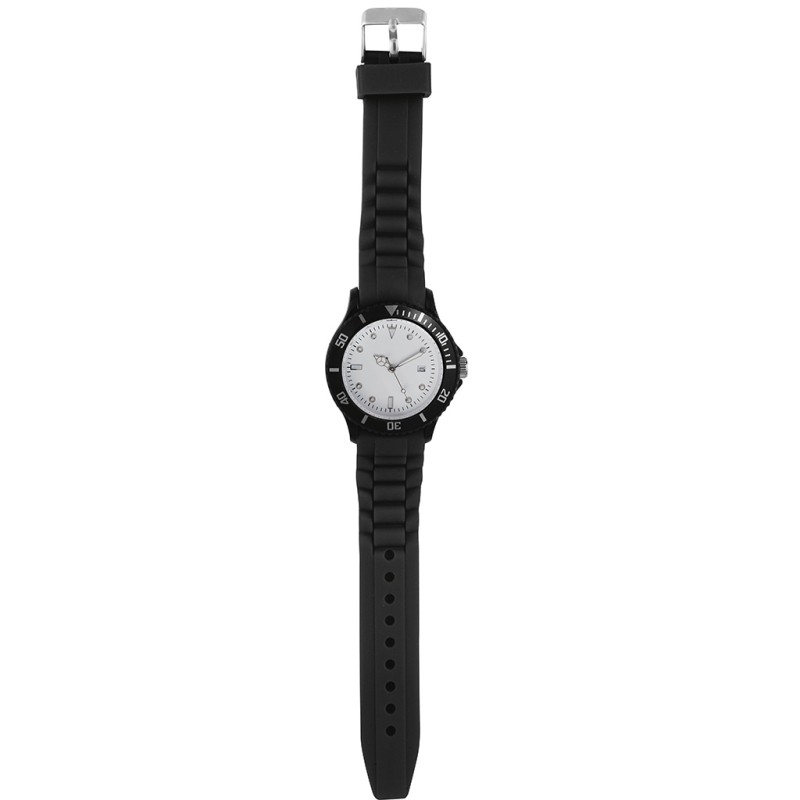 Orologio analogico personalizzabile in plastica e silicone nero personalizzato D10082N
