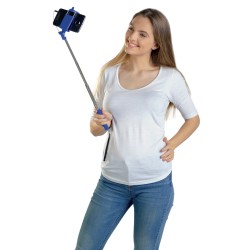 Asta telescopica per selfie in plastica e metallo blu royal personalizzato E14543BL