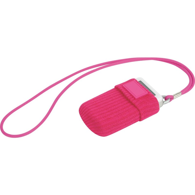 Astuccio appendibile da collo in cotone fucsia personalizzato E14109FU