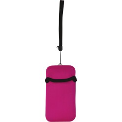 Astuccio appendibile da collo in neoprene fucsia personalizzato E14181FU