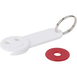 Portachiavi con portagettone in plastica e metallo bianco personalizzato E14049B Portachiavi con portagettone in plastica e metallo bianco personalizzato E14049B