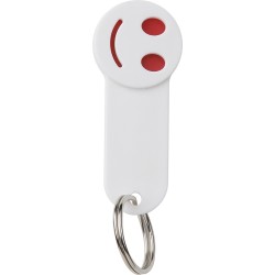 Portachiavi con portagettone in plastica e metallo bianco personalizzato E14049B Portachiavi con portagettone in plastica e metallo bianco personalizzato E14049B