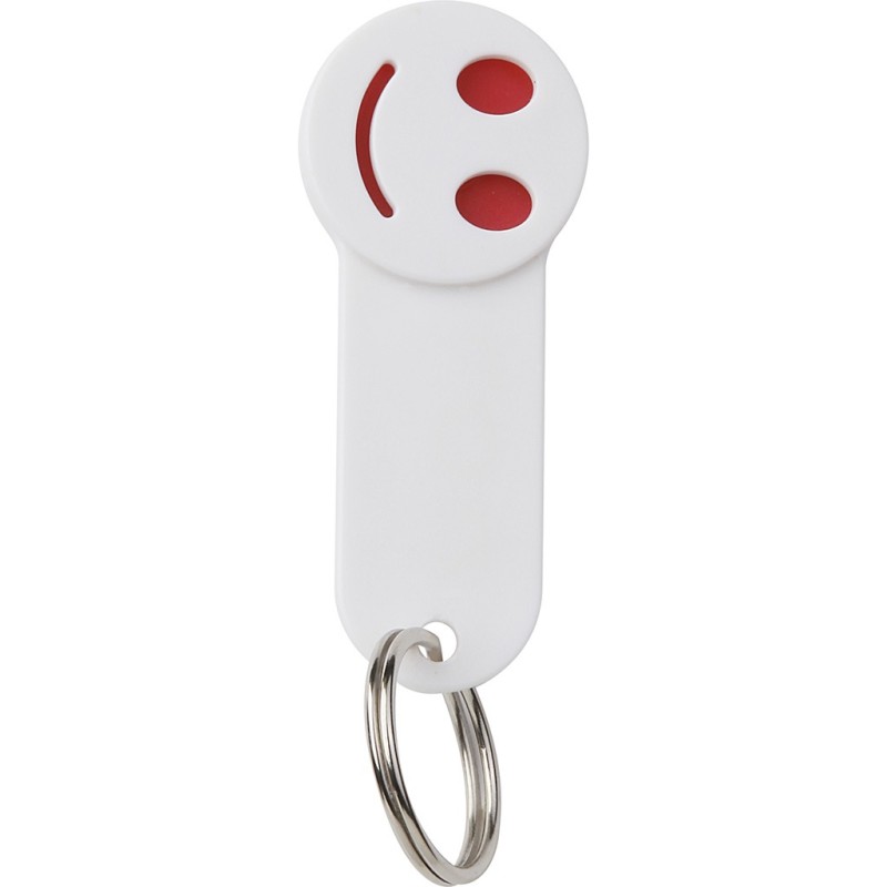Portachiavi con portagettone in plastica e metallo bianco personalizzato E14049B Portachiavi con portagettone in plastica e metallo bianco personalizzato E14049B