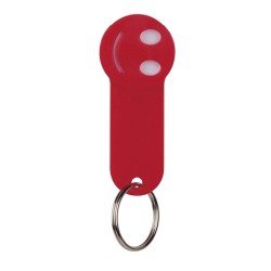 Portachiavi con portagettone in plastica e metallo rosso personalizzato E14049R Portachiavi con portagettone in plastica e metallo rosso personalizzato E14049R