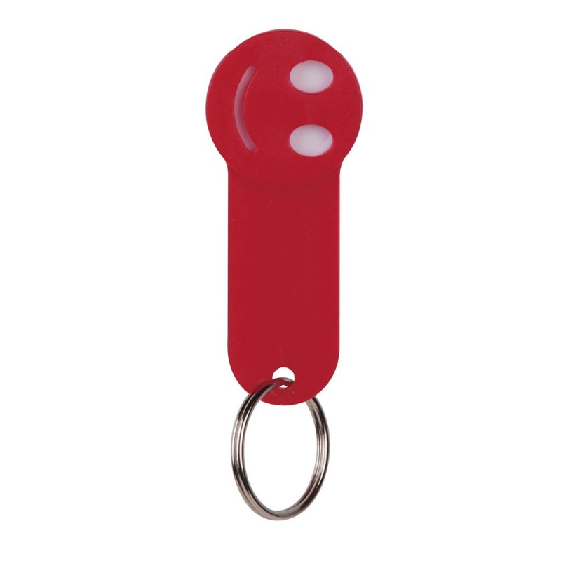 Portachiavi con portagettone in plastica e metallo rosso personalizzato E14049R Portachiavi con portagettone in plastica e metallo rosso personalizzato E14049R