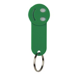 Portachiavi con portagettone in plastica e metallo verde personalizzato E14049V Portachiavi con portagettone in plastica e metallo verde personalizzato E14049V