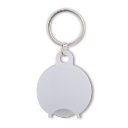 Portachiavi con portagettone in plastica e metallo bianco personalizzato E14050B Portachiavi con portagettone in plastica e metallo bianco personalizzato E14050B