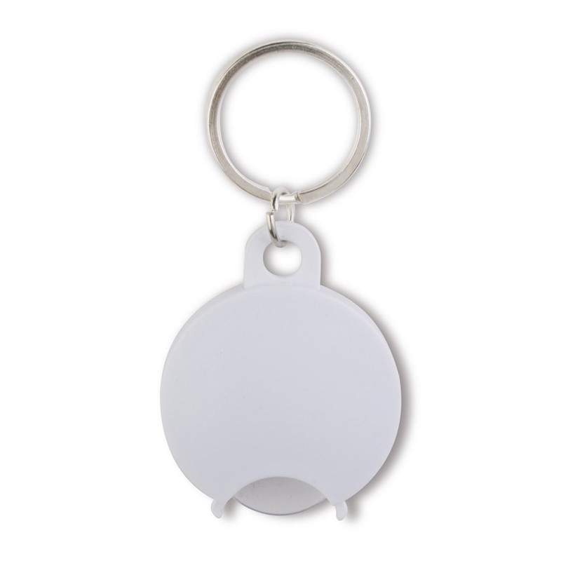 Portachiavi con portagettone in plastica e metallo bianco personalizzato E14050B Portachiavi con portagettone in plastica e metallo bianco personalizzato E14050B