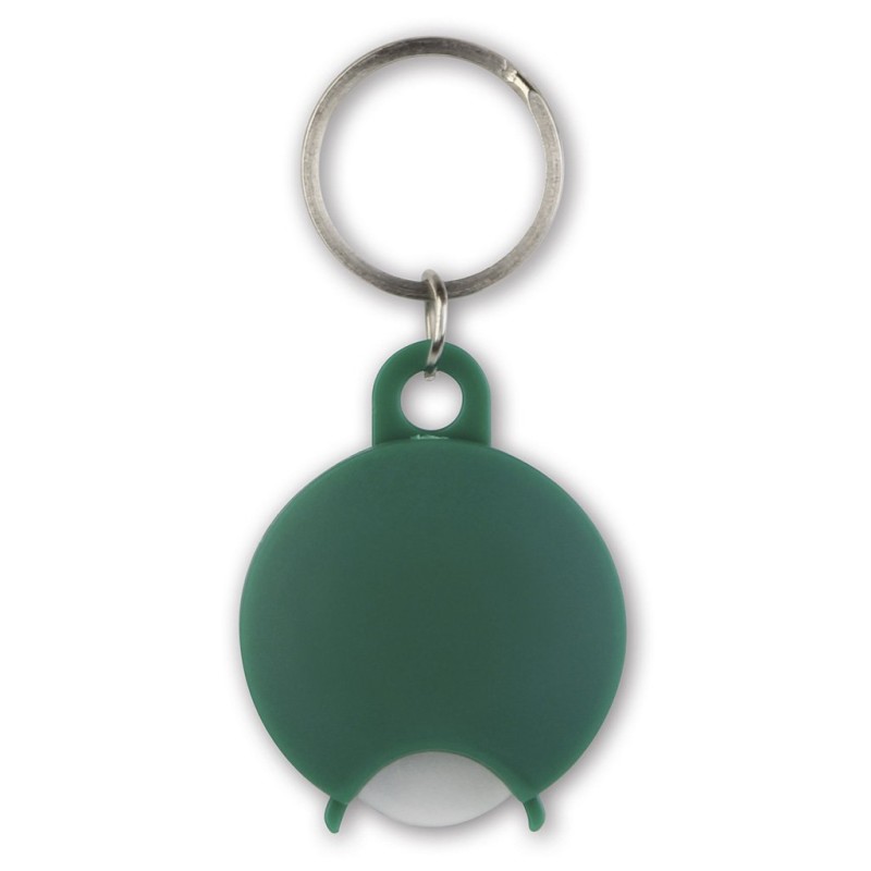 Portachiavi con portagettone in plastica e metallo verde personalizzato E14050V Portachiavi con portagettone in plastica e metallo verde personalizzato E14050V
