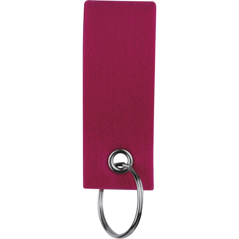 Portachiavi in feltro e metallo fucsia personalizzato E14066FU Portachiavi in feltro e metallo fucsia personalizzato E14066FU