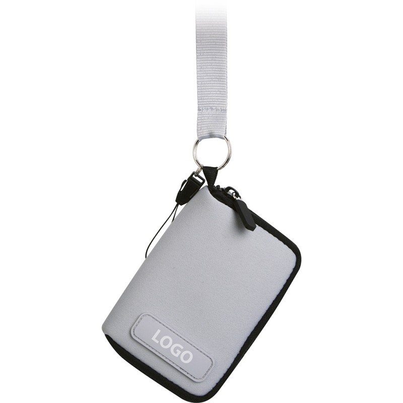 Astuccio appendibile in neoprene e poliestere grigio personalizzato E14071GR