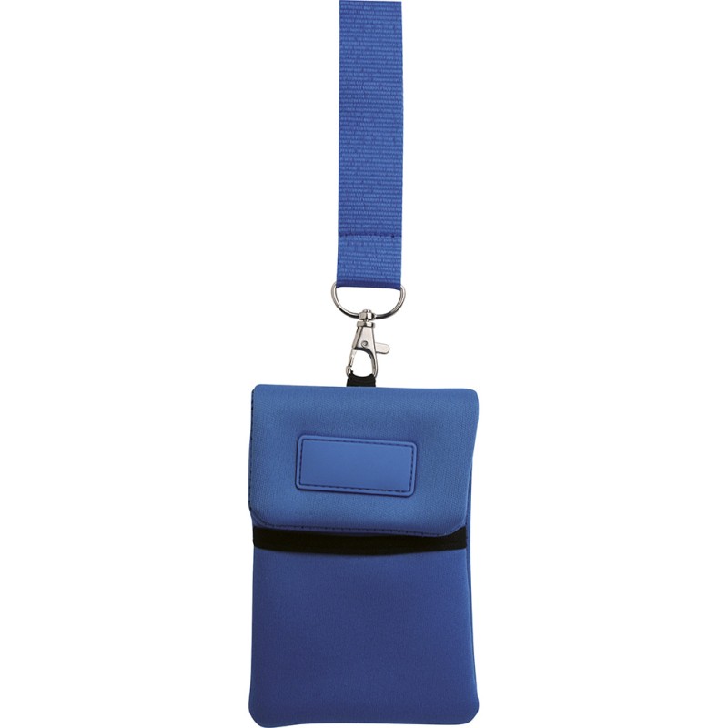 Astuccio appendibile da collo blu royal personalizzato E14072BL