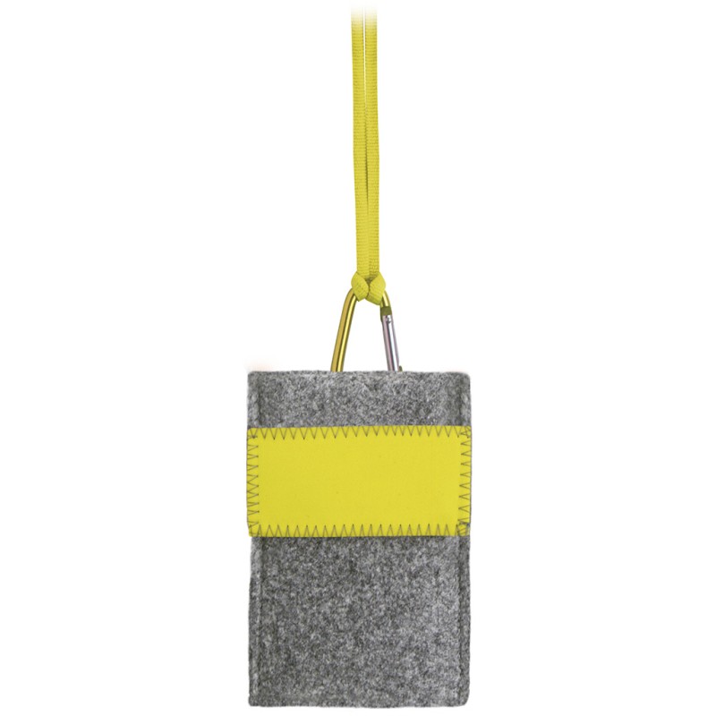 Astuccio appendibile da collo in feltro giallo personalizzato E14073G