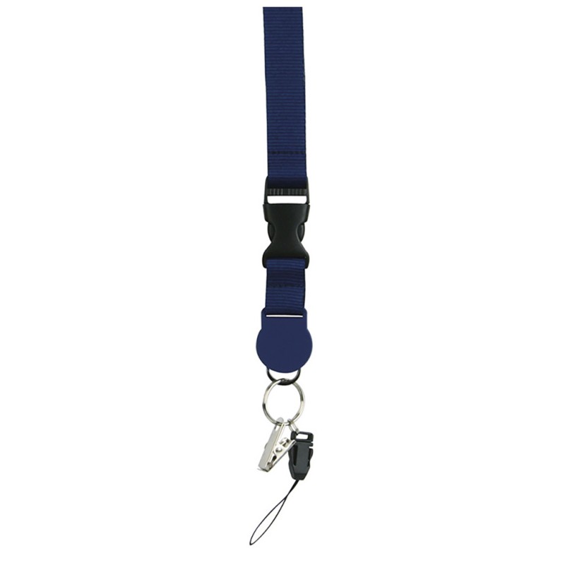 Porta badge in poliestere blu navy personalizzato E14103NY