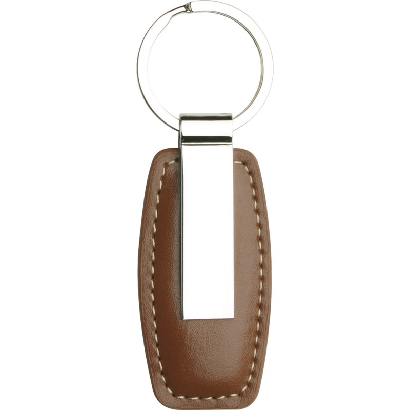 Portachiavi in metallo e pvc marrone personalizzato E14130M