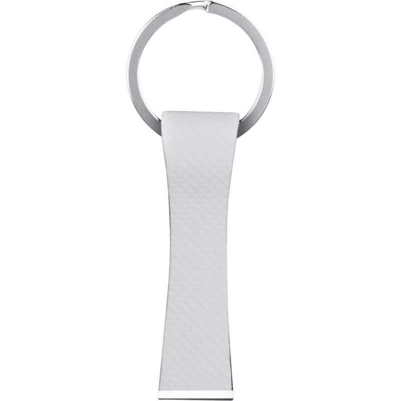 Portachiavi in metallo e pu bianco personalizzato E14132B