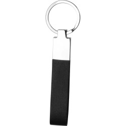 Portachiavi in metallo e pelle nero personalizzato E14134N Portachiavi in metallo e pelle nero personalizzato E14134N