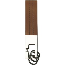 Portachiavi in metallo e pelle marrone personalizzato E14135M Portachiavi in metallo e pelle marrone personalizzato E14135M