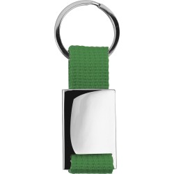 Portachiavi in metallo e poliestere verde personalizzato E14136V Portachiavi in metallo e poliestere verde personalizzato E14136V