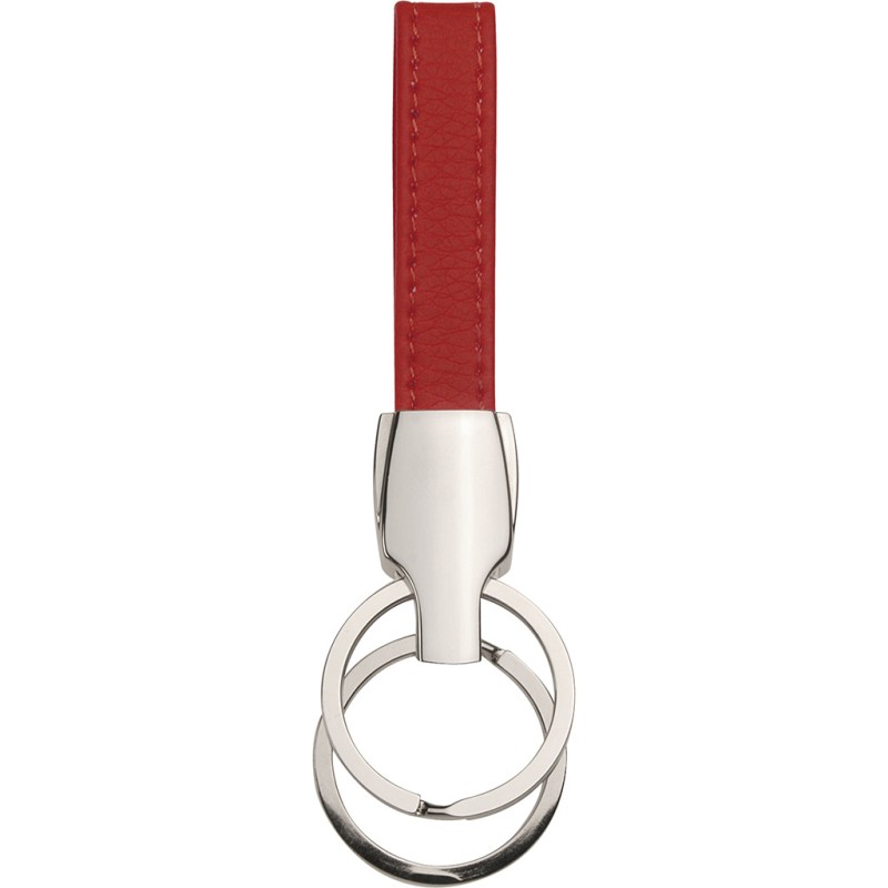 Portachiavi in metallo e pvc rosso personalizzato E14137R
