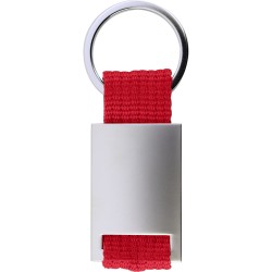 Portachiavi in metallo e poliestere rosso personalizzato E14145R Portachiavi in metallo e poliestere rosso personalizzato E14145R