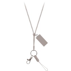 Porta badge a cerniera in plastica grigio personalizzato E14149GR