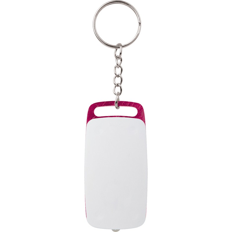 Portachiavi con mini torcia in plastica e metallo rosso personalizzato E14161R Portachiavi con mini torcia in plastica e metallo rosso personalizzato E14161R