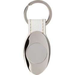 Portachiavi in metallo e pu bianco personalizzato E14211B