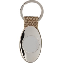 Portachiavi in metallo e pu beige personalizzato E14211BE