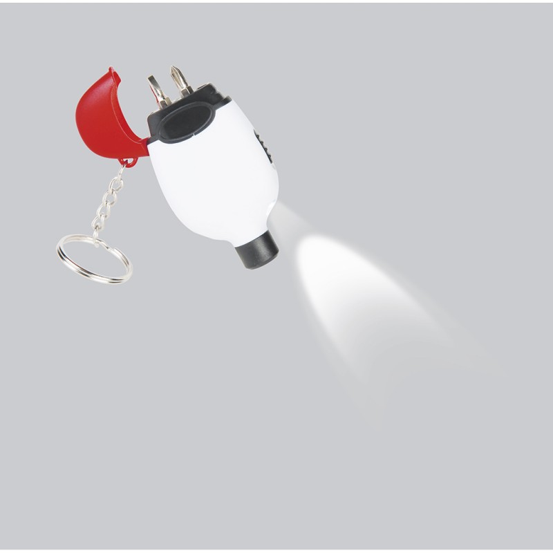 Portachiavi con luce led e giraviti in plastica e metallo rosso personalizzato E14235R Portachiavi con luce led e giraviti in plastica e metallo rosso personalizzato E14235R