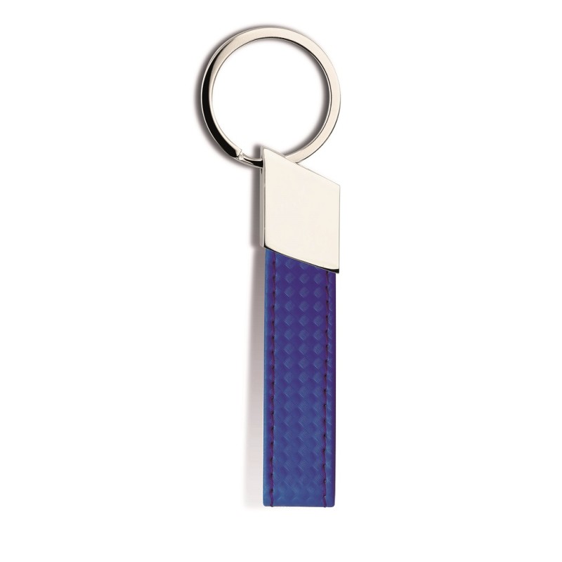 Portachiavi in metallo e pu blu royal personalizzato E14244BL