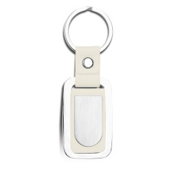 Portachiavi in metallo e pu bianco personalizzato E14245B Portachiavi in metallo e pu bianco personalizzato E14245B
