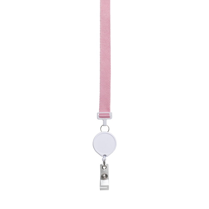 Porta badge in poliestere rosa personalizzato E14259RS