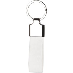 Portachiavi in rpet e metallo bianco personalizzato E14329B