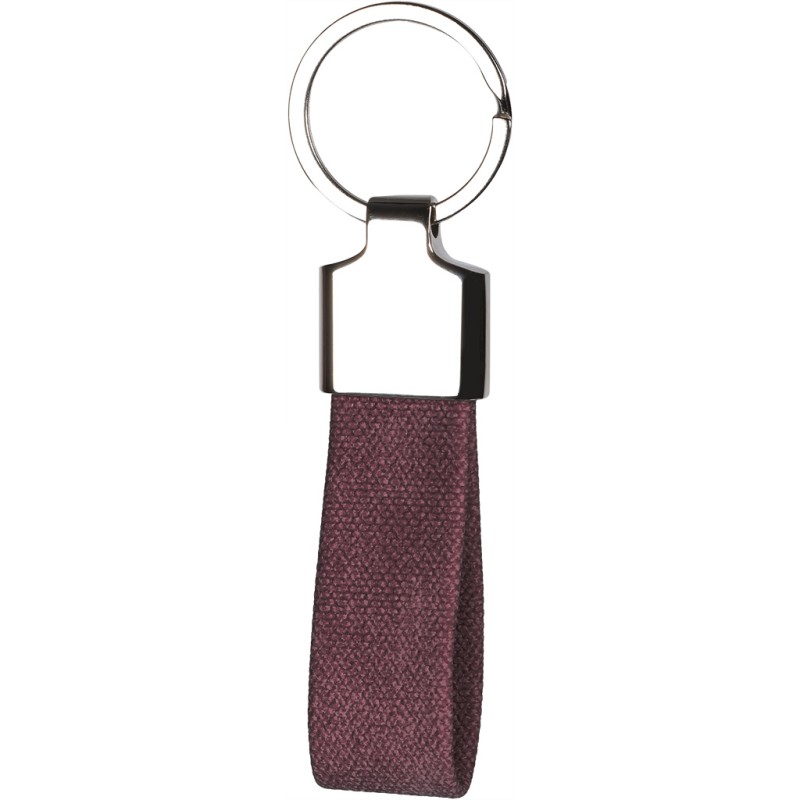 Portachiavi in rpet e metallo bordeaux personalizzato E14329BO