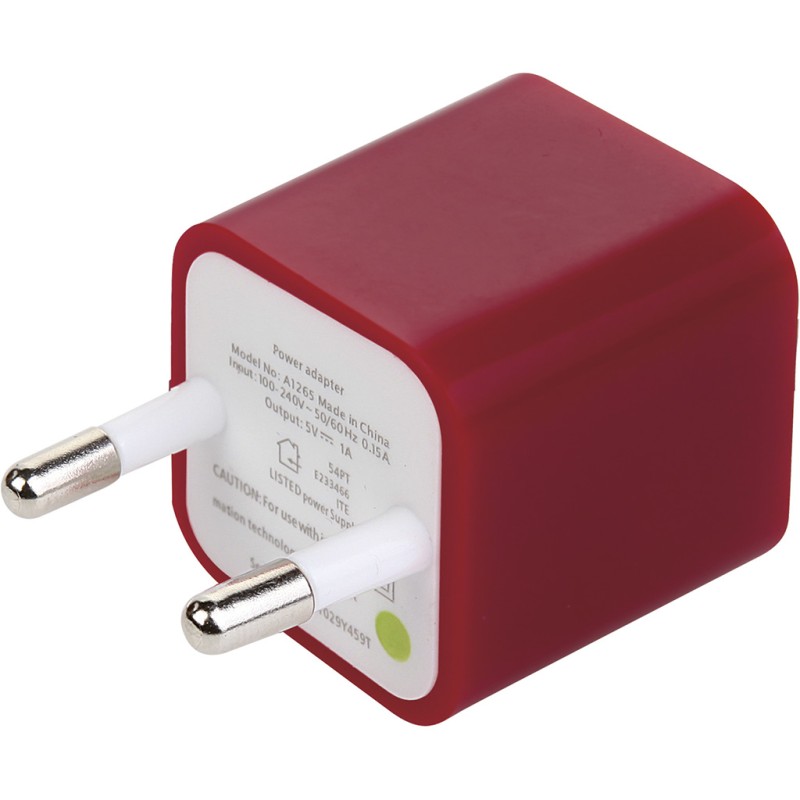 Alimentatore usb in plastica e metallo rosso personalizzato E14516R