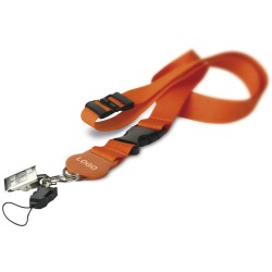 Porta badge in poliestere arancione personalizzato E14103A
