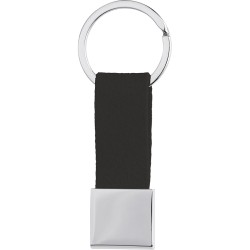 Portachiavi in metallo e finta pelle nero personalizzato E14207N