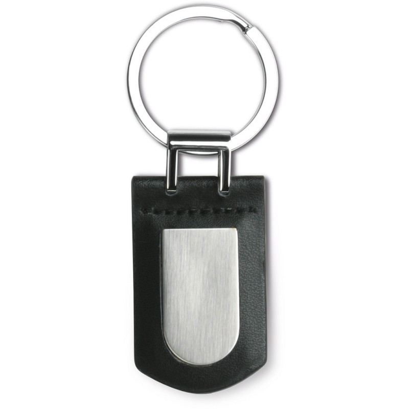 Portachiavi in metallo e pelle nero personalizzato E14133N