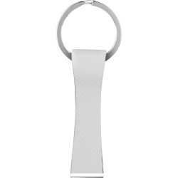 Portachiavi in metallo e pu bianco personalizzato E14132B