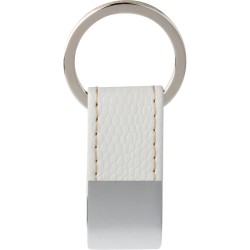 Portachiavi in metallo e pu bianco personalizzato E14210B