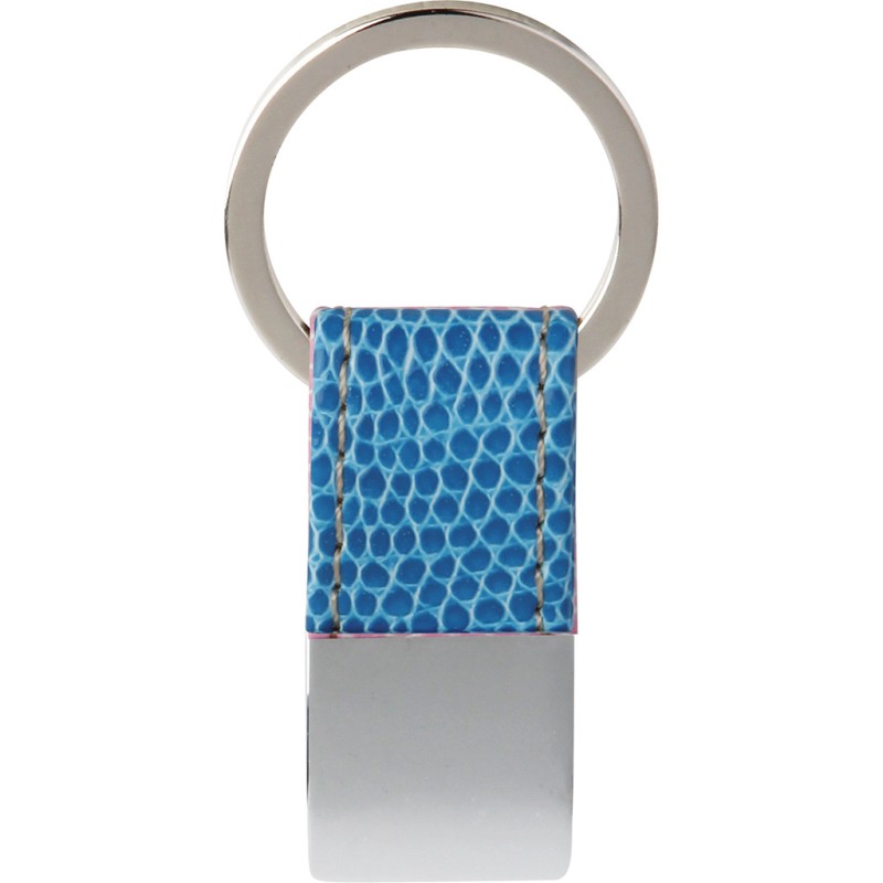 Portachiavi in metallo e pu blu royal personalizzato E14210BL