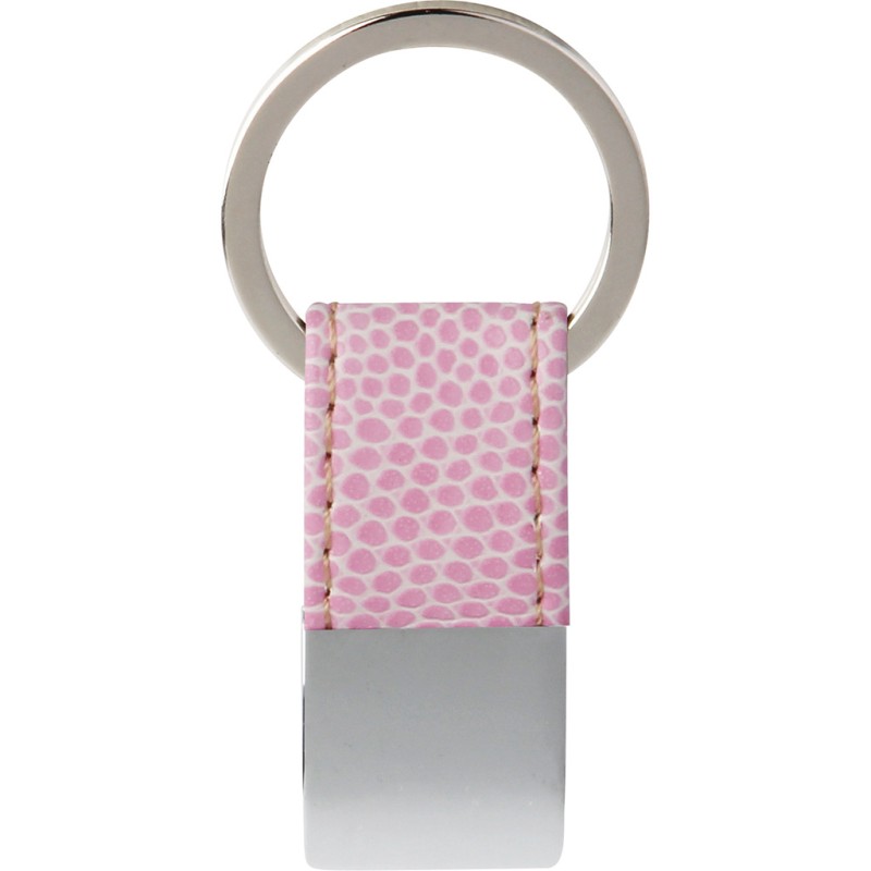Portachiavi in metallo e pu rosa personalizzato E14210RS