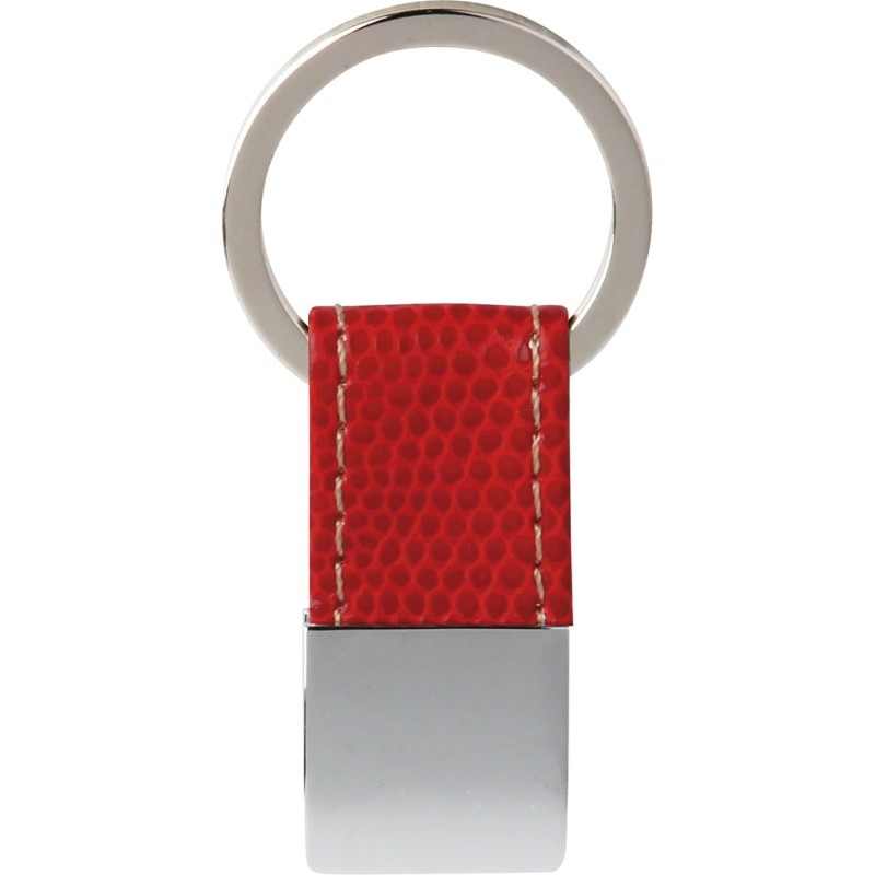 Portachiavi in metallo e pu rosso personalizzato E14210R