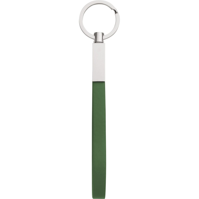 Portachiavi in metallo e pvc verde personalizzato E14138V