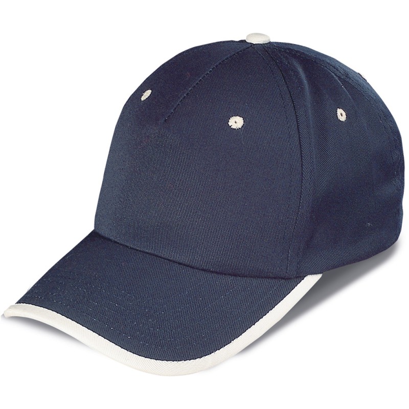 Cappellino 5 pannelli blu navy/natural personalizzato K18041NY/NT