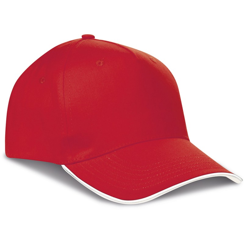 Cappellino 5 pannelli rosso personalizzato K18045R